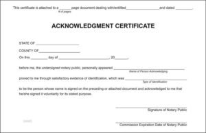 Acknowledgment Notary Certificates (50 per Pad)