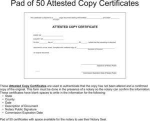 Attested Copy Notary Certificates