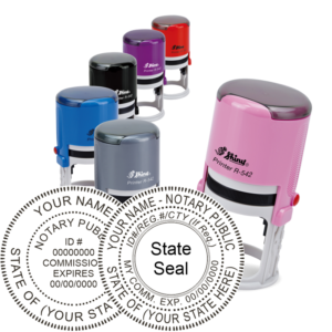 Shiny R-542 Round Self-Inking Notary Stamp – 1-5/8" Diameter (6 Case Colors)